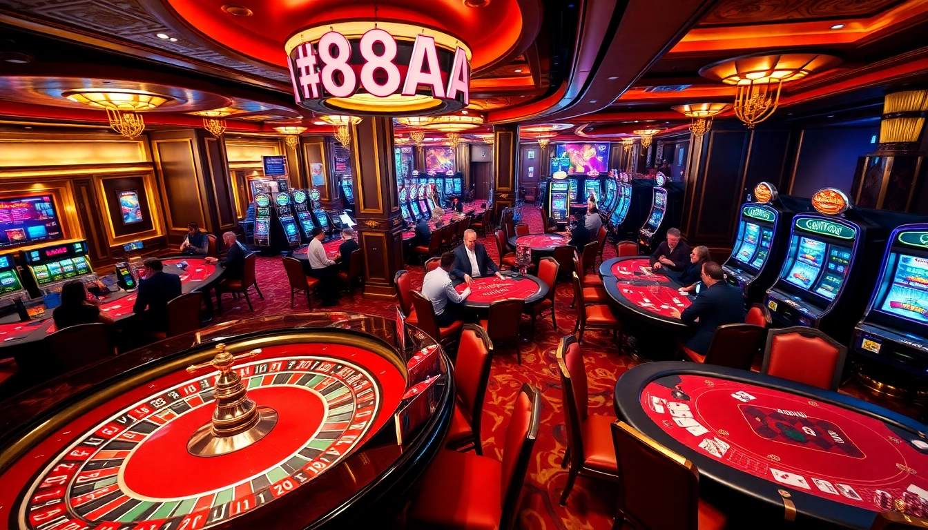 Players enjoying thrilling casino action at the 88AA gambling tables, experiencing excitement and luxury.