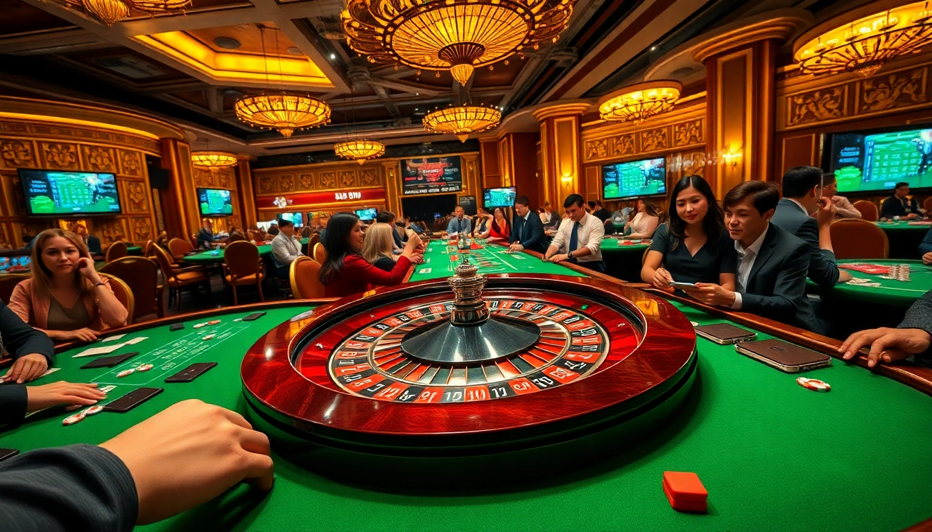 Experience the excitement at 888b1.tech with dynamic casino gaming scenes, highlighting players engaging at roulette tables and poker games.