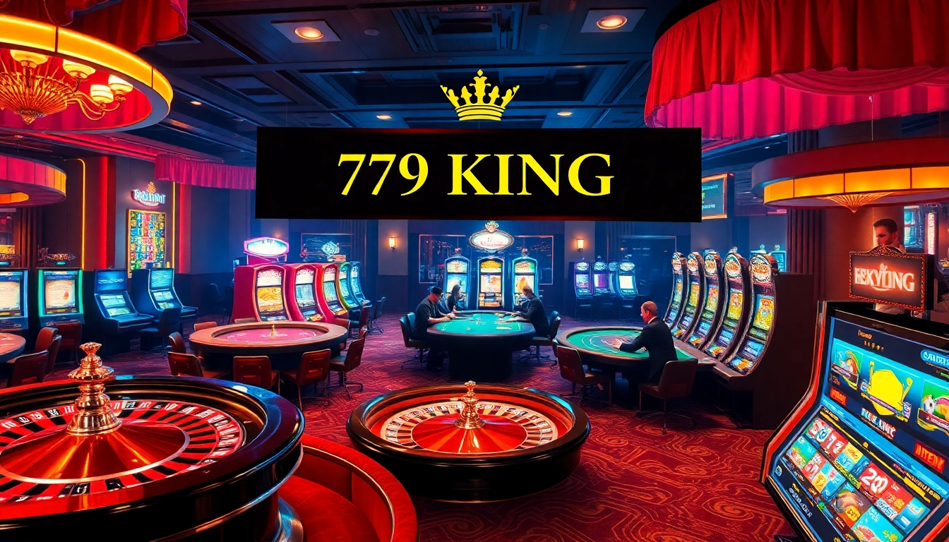 Explore the vibrant 79KING casino atmosphere filled with roulette wheels, lively poker games, and glowing slot machines.